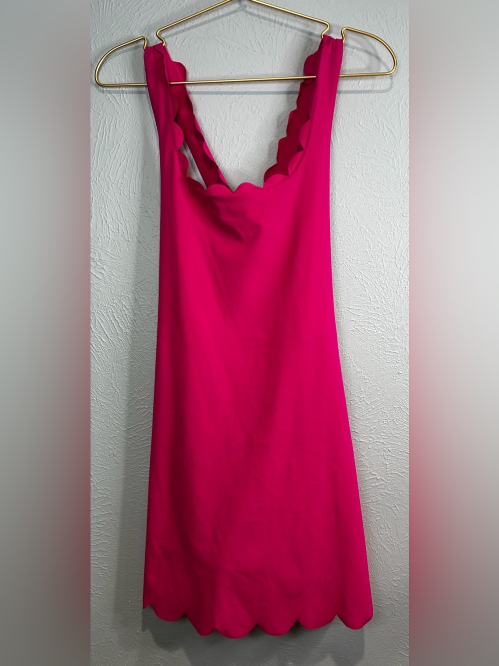 Women’s J. Crew Hot Pink Scalloped Sleeveless Dress - size XS - Picture 13 of 14